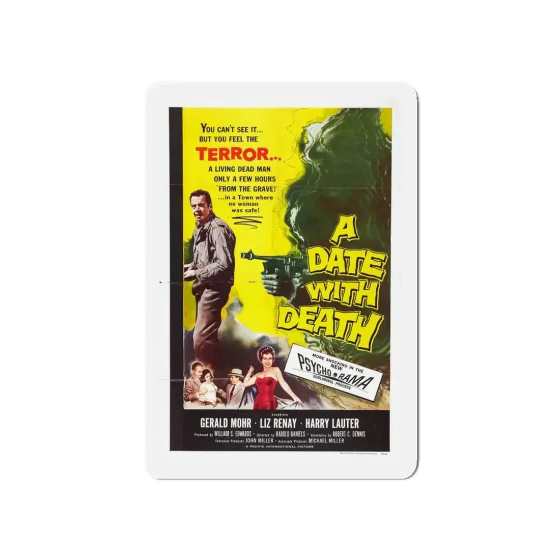 A DATE WITH DEATH 1959 Movie Poster - Refrigerator Magnet 5 Inch - The Sticker Space