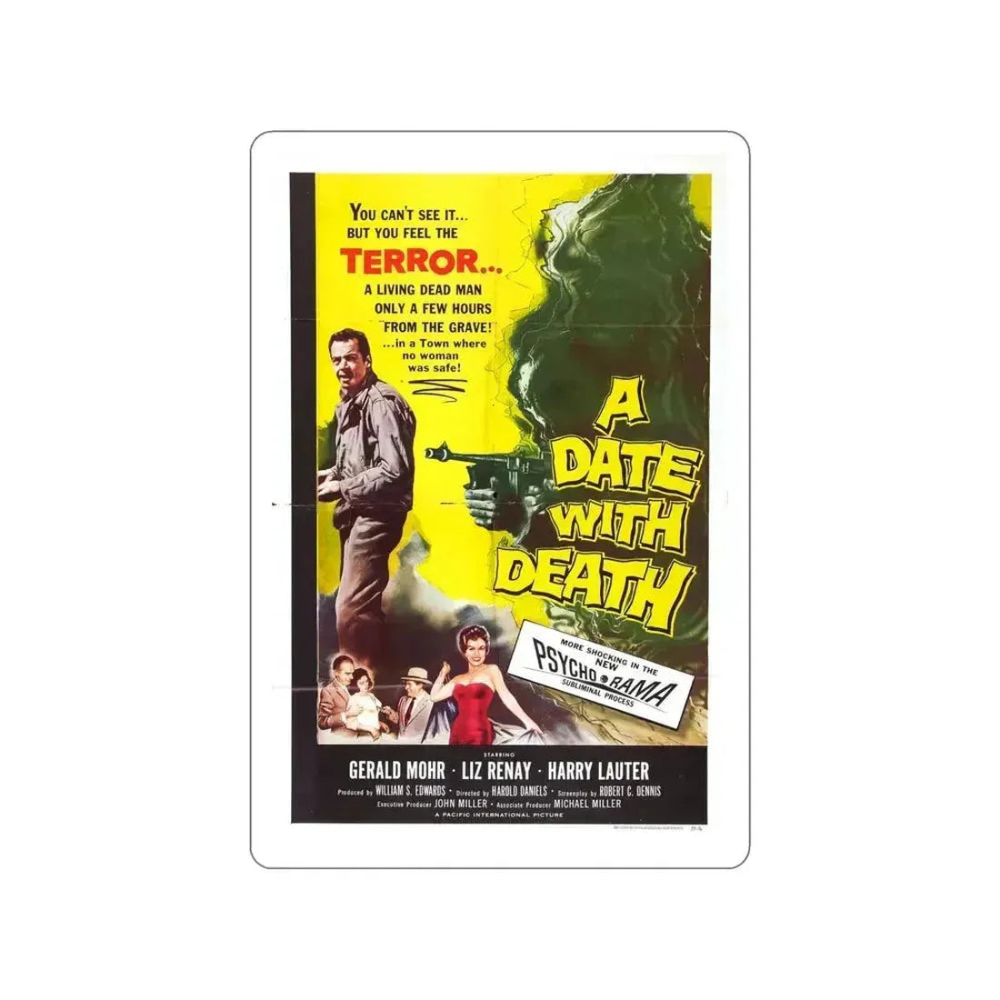 A DATE WITH DEATH 1959 Movie Poster STICKER Vinyl Die-Cut Decal 5 Inch - The Sticker Space