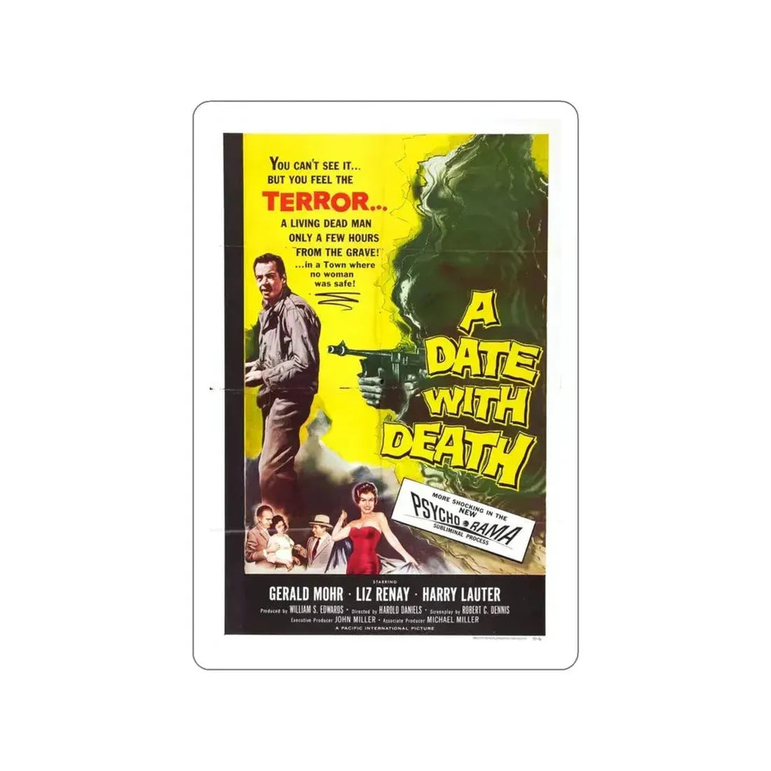 A DATE WITH DEATH 1959 Movie Poster STICKER Vinyl Die-Cut Decal - The Sticker Space
