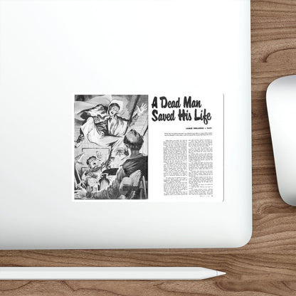 A Dead Man Saved His Life, Man Junior, July 1955 (Magazine Illustration) STICKER Vinyl Die-Cut Decal-The Sticker Space