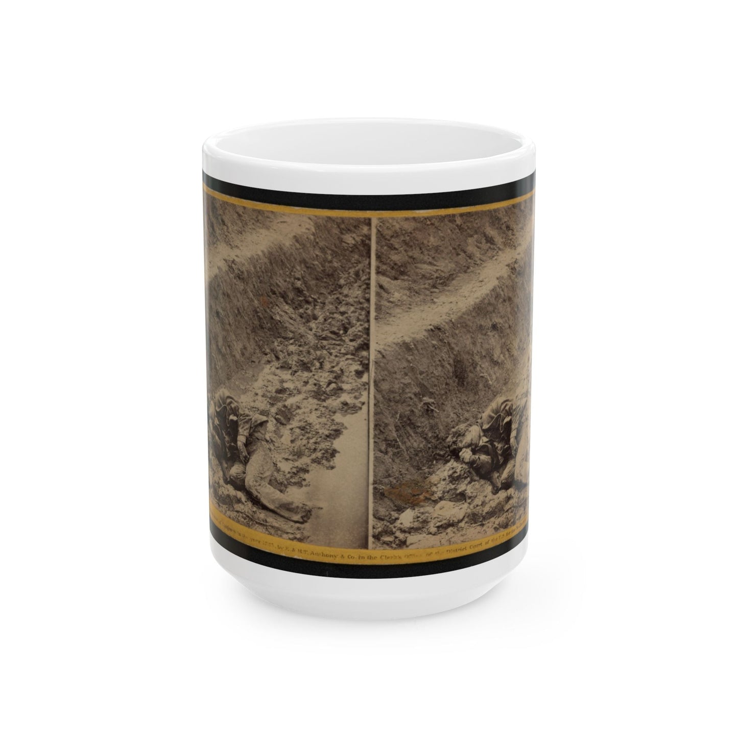 A Dead Rebel Soldier, As He Lay In The Trenches Of Fort Mahone, Called By The Soldiers,  Fort Damnation  ... (U.S. Civil War) White Coffee Mug