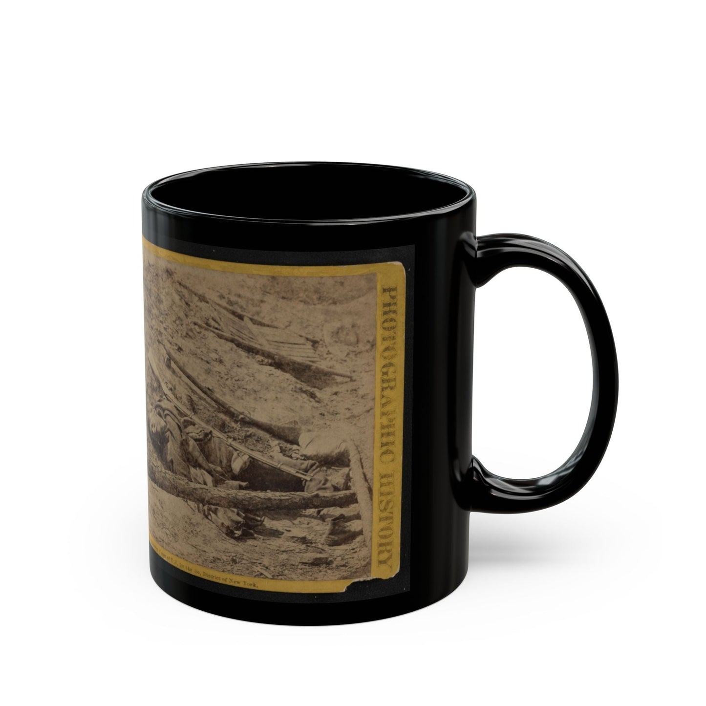 A Dead Rebel Soldier, As He Lay In The Trenches Of Fort Mahone, Called By The Soldiers  Fort Damnation (U.S. Civil War) Black Coffee Mug