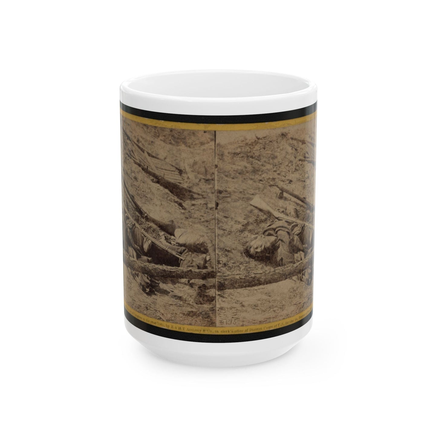 A Dead Rebel Soldier, As He Lay In The Trenches Of Fort Mahone, Called By The Soldiers  Fort Damnation (U.S. Civil War) White Coffee Mug