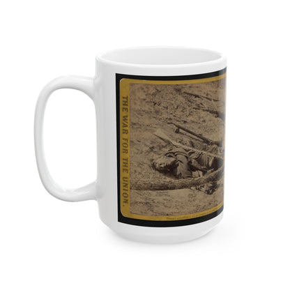 A Dead Rebel Soldier, As He Lay In The Trenches Of Fort Mahone, Called By The Soldiers  Fort Damnation (U.S. Civil War) White Coffee Mug