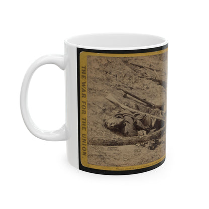 A Dead Rebel Soldier, As He Lay In The Trenches Of Fort Mahone, Called By The Soldiers  Fort Damnation (U.S. Civil War) White Coffee Mug