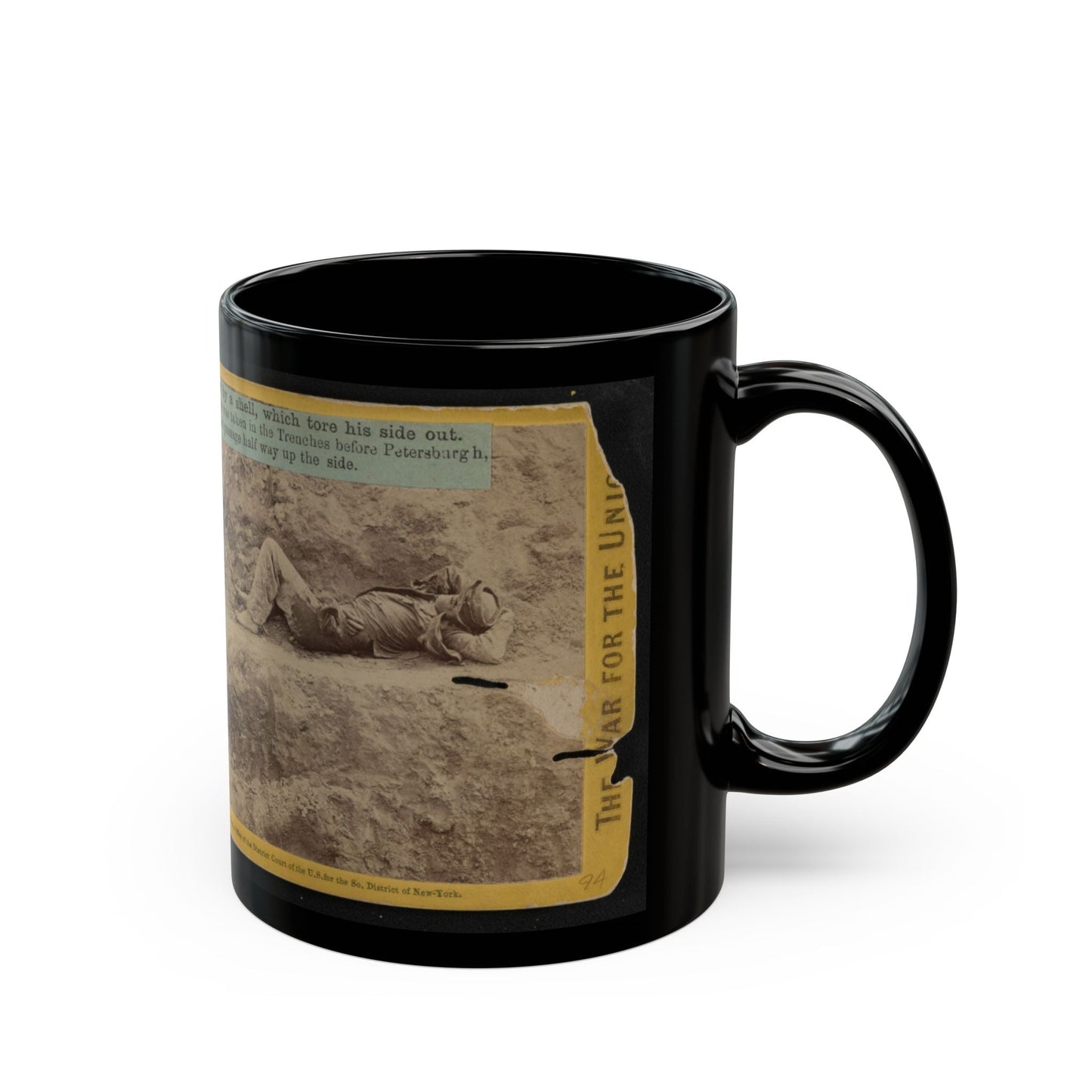 A Dead Rebel Soldier, Barefooted, Killed By A Shell, Which Tore His Side Out. The Entrails Are Portruding From His Side (U.S. Civil War) Black Coffee Mug