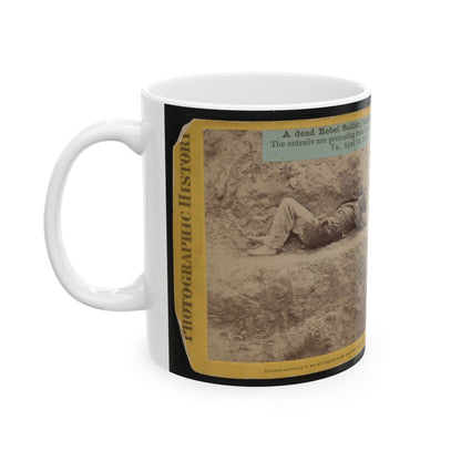 A Dead Rebel Soldier, Barefooted, Killed By A Shell, Which Tore His Side Out. The Entrails Are Portruding From His Side (U.S. Civil War) White Coffee Mug