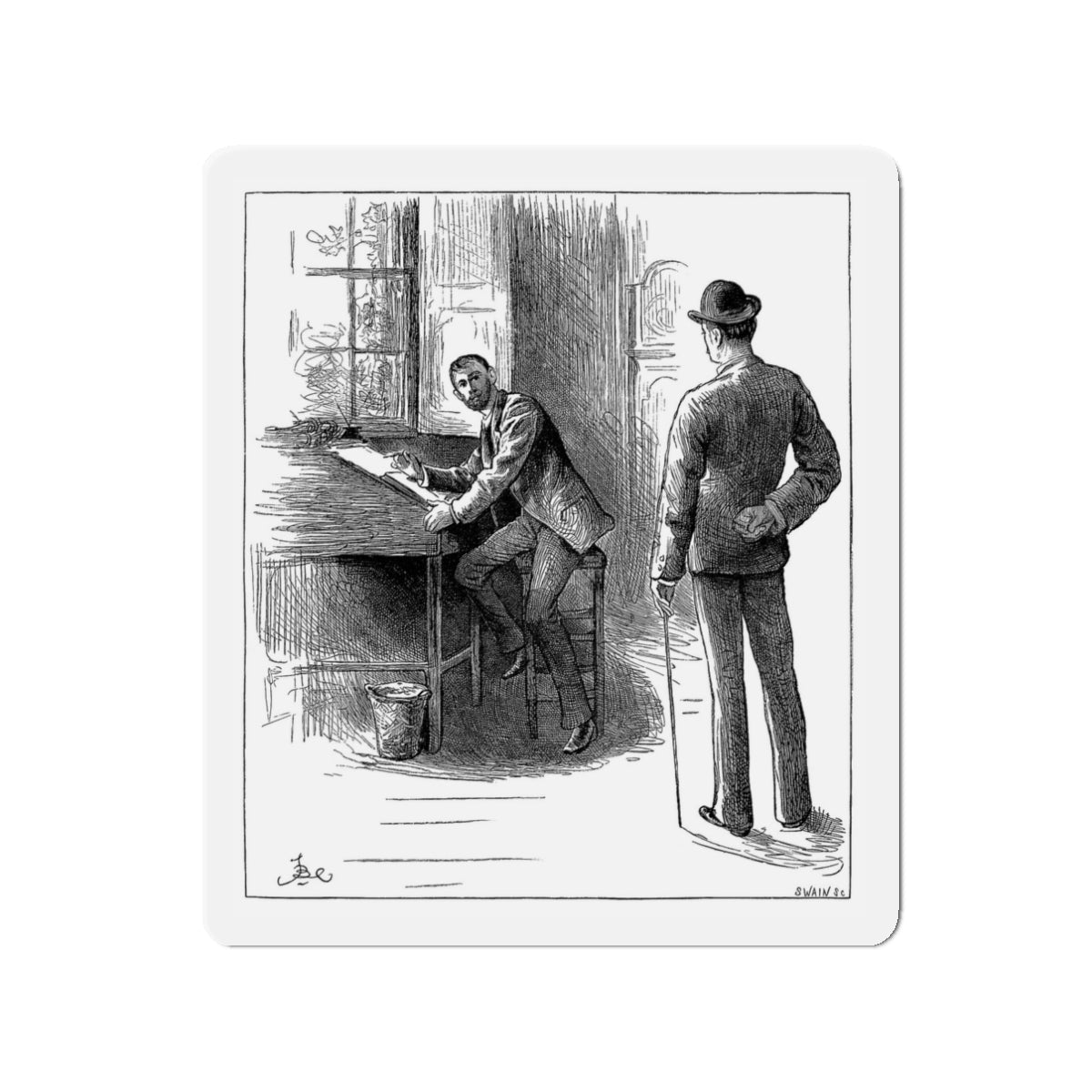 A Diamond In The Rough by Alice O'Hanlon, Cassell's Family Magazine 1885 (1) (Magazine Illustration) Refrigerator Magnet-3" x 3"-The Sticker Space