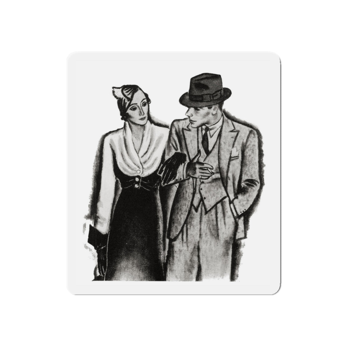 A Family Alliance (1), The Delineator, October 1932 (Magazine Illustration) Refrigerator Magnet-3" x 3"-The Sticker Space