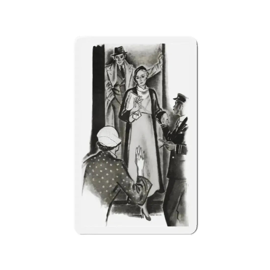 A Family Alliance (2), The Delineator, October 1932 (Magazine Illustration) Refrigerator Magnet 2 Inch Die-Cut - The Sticker Space