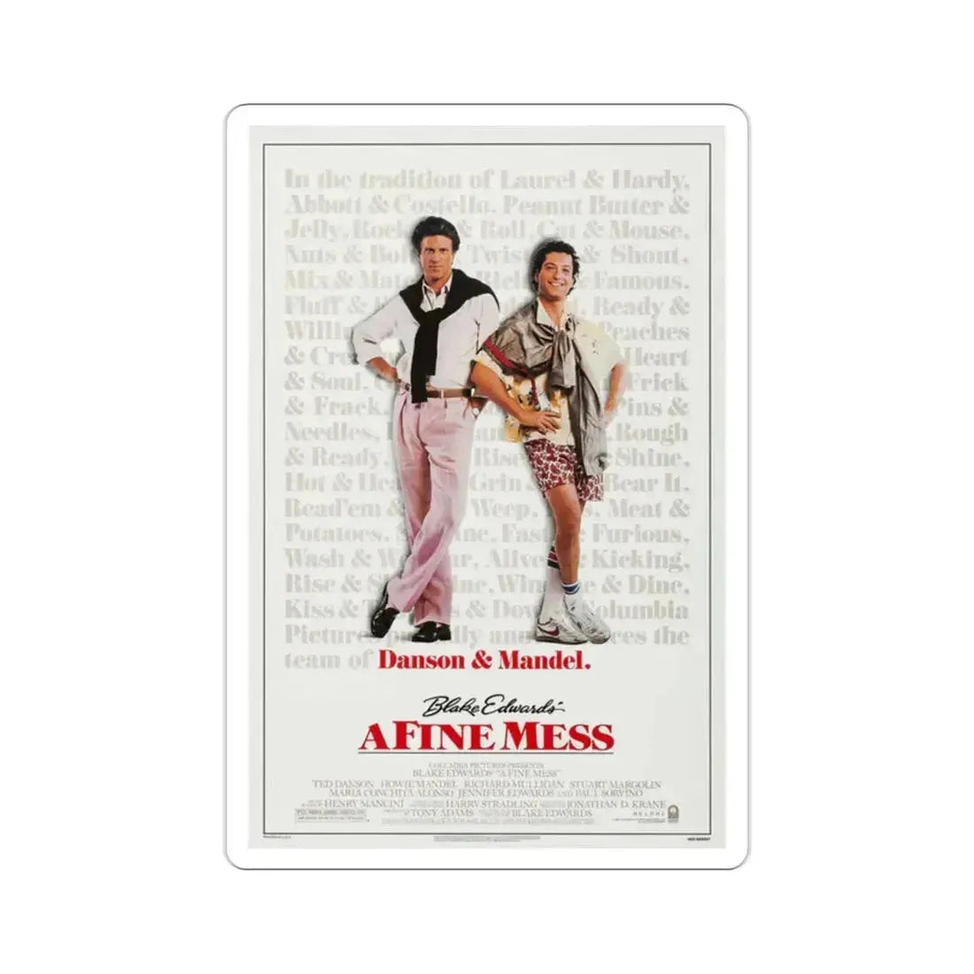 A Fine Mess 1986 Movie Poster STICKER Vinyl Die-Cut Decal - The Sticker Space
