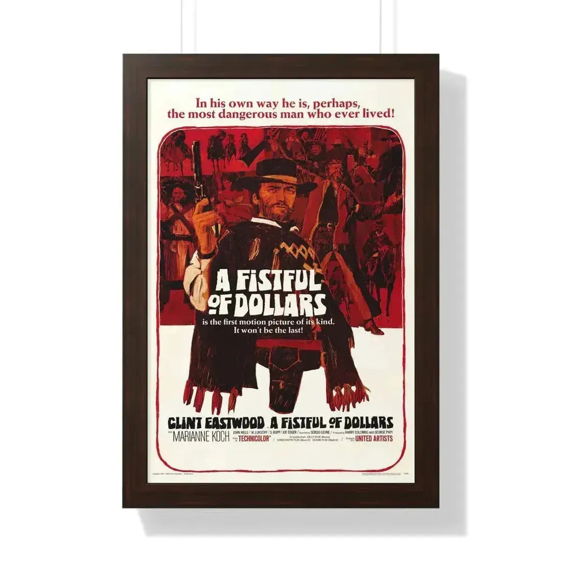A FISTFUL OF DOLLARS 1964 - Framed Movie Poster 16″ x 24″ Walnut - The Sticker Space