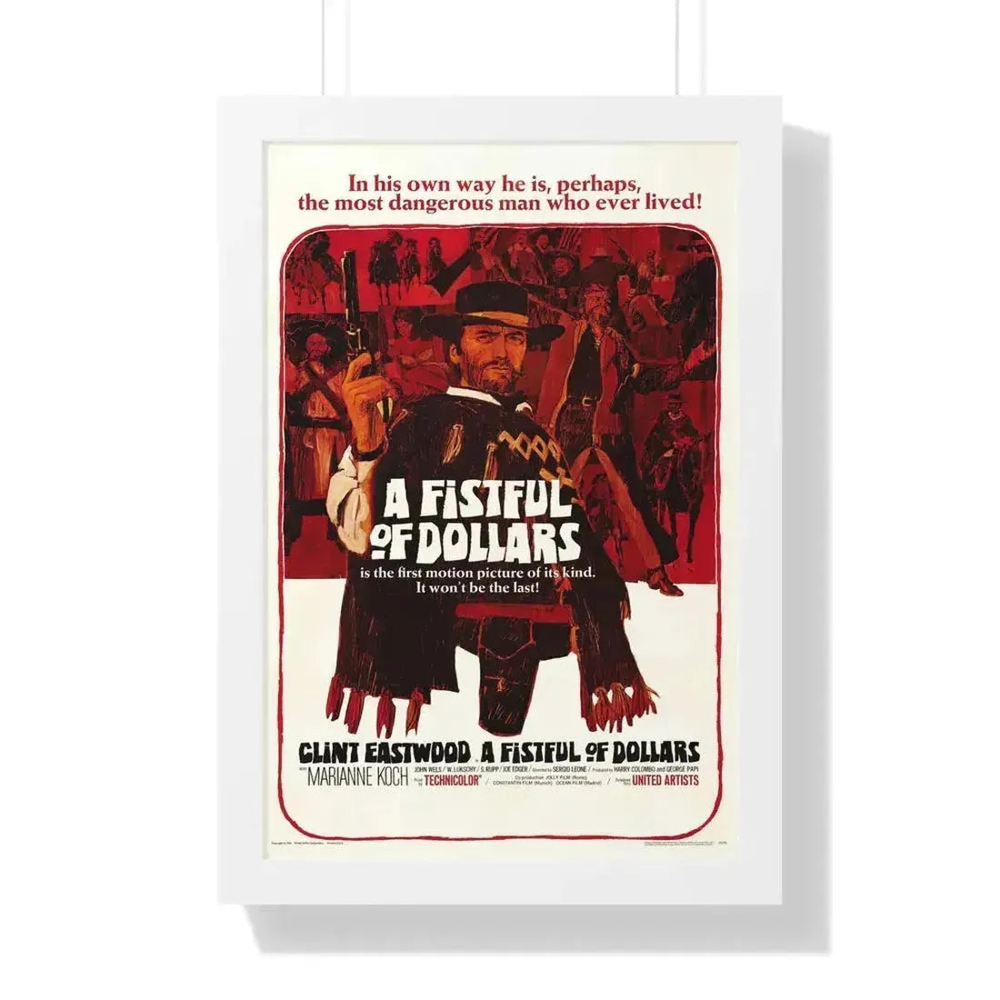 A FISTFUL OF DOLLARS 1964 - Framed Movie Poster 16″ x 24″ White - The Sticker Space