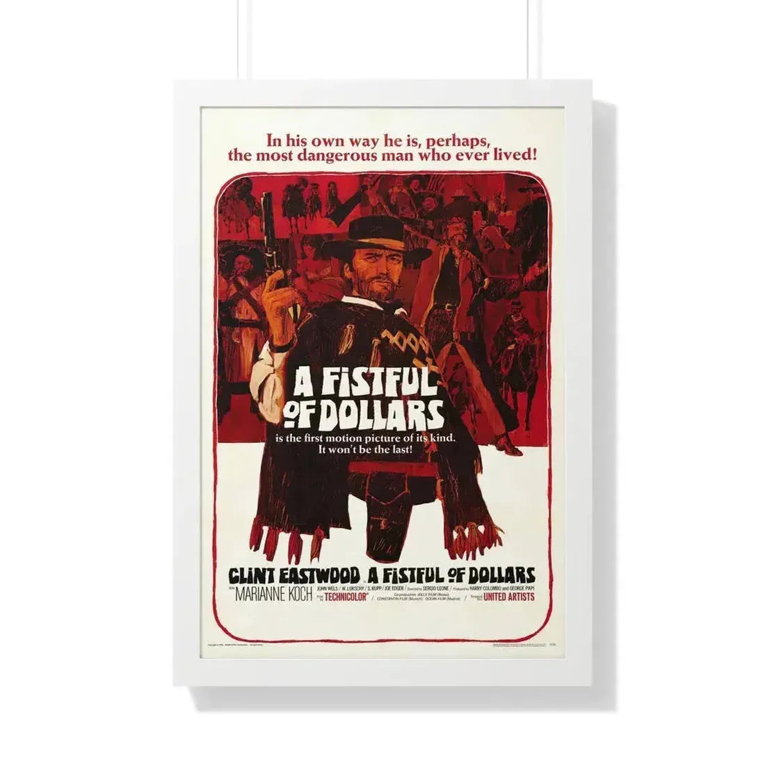 A FISTFUL OF DOLLARS 1964 - Framed Movie Poster 20" x 30" White - The Sticker Space