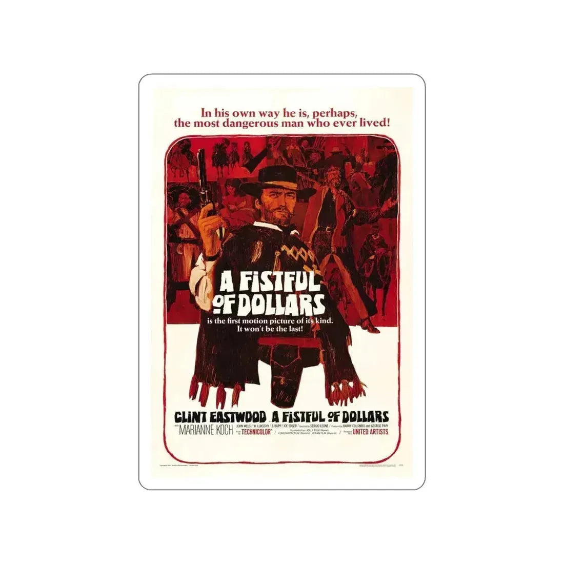 A FISTFUL OF DOLLARS 1964 Movie Poster STICKER Vinyl Die-Cut Decal - The Sticker Space