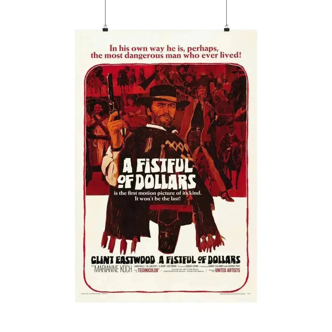 A FISTFUL OF DOLLARS 1964 - Paper Movie Poster - The Sticker Space
