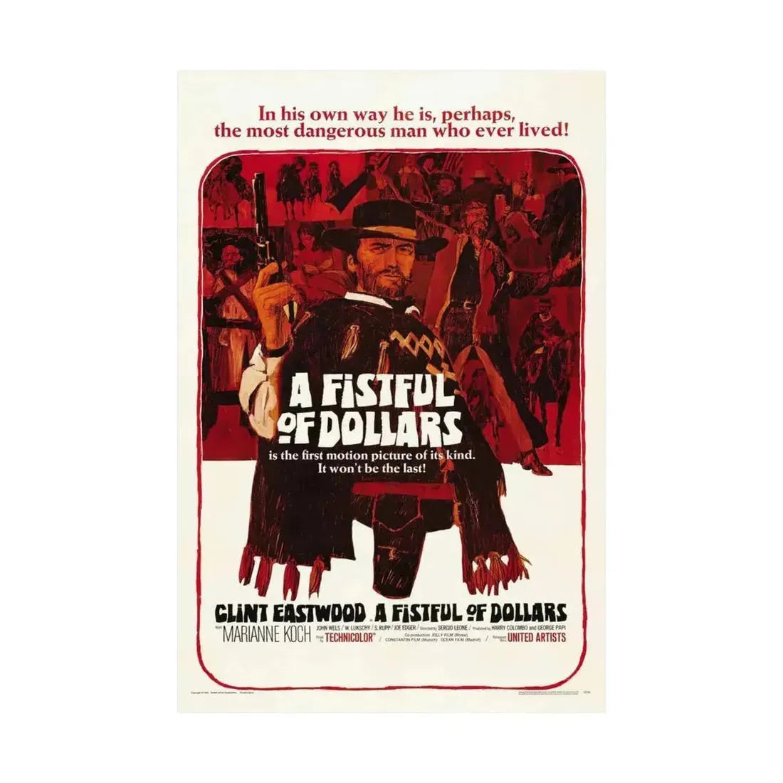 A FISTFUL OF DOLLARS 1964 - Paper Movie Poster - The Sticker Space