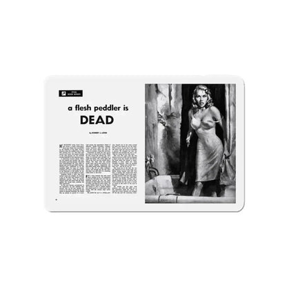 A Flesh Peddler is Dead, Stag magazine, February 1956 (Magazine Illustration) Refrigerator Magnet 6 Inch - The Sticker Space