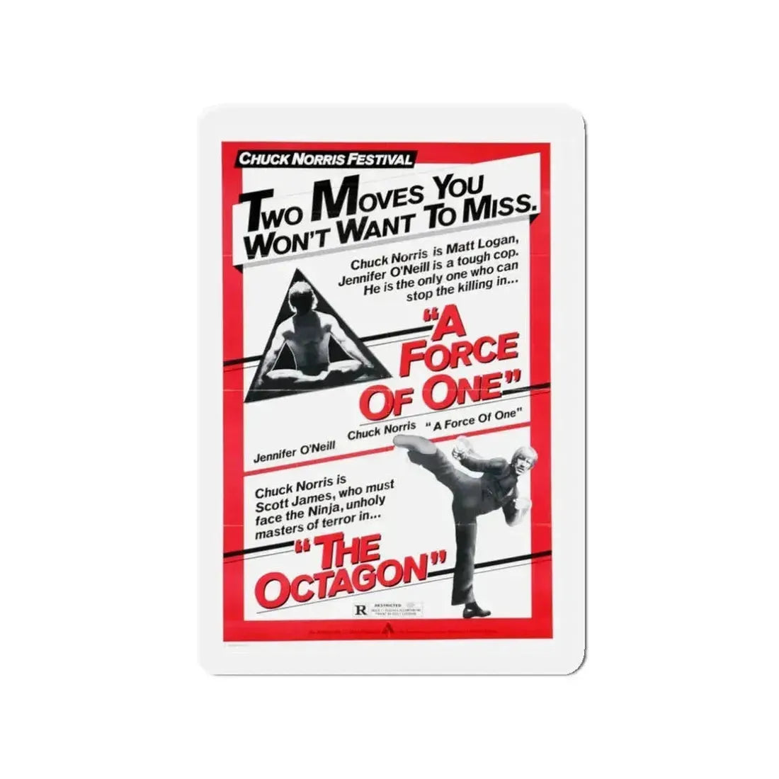A FORCE OF ONE + THE OCTAGON 1979 Movie Poster - Refrigerator Magnet 3 Inch - The Sticker Space