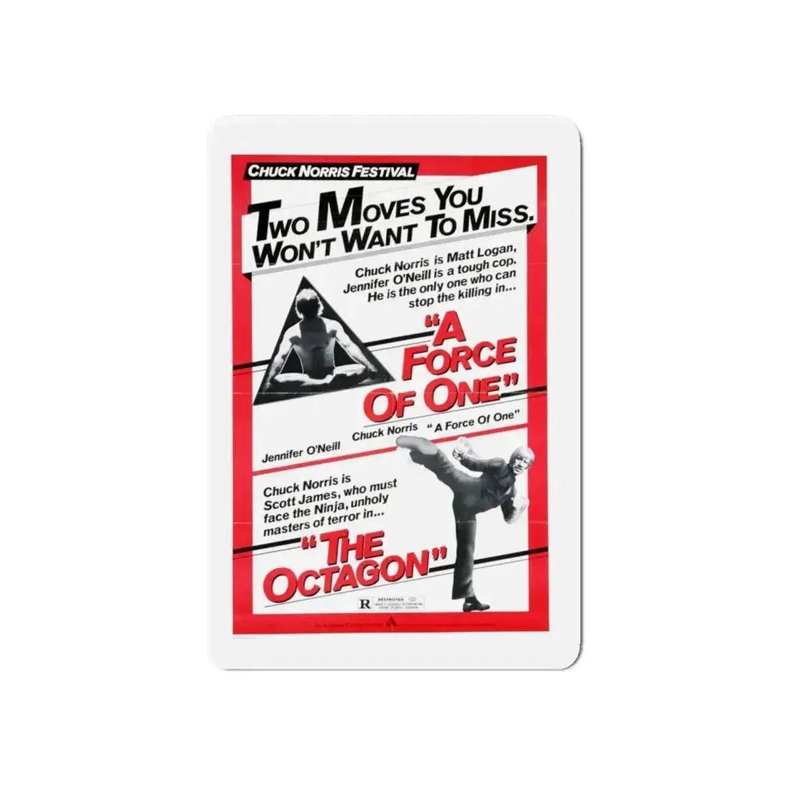 A FORCE OF ONE + THE OCTAGON 1979 Movie Poster - Refrigerator Magnet 6 Inch - The Sticker Space
