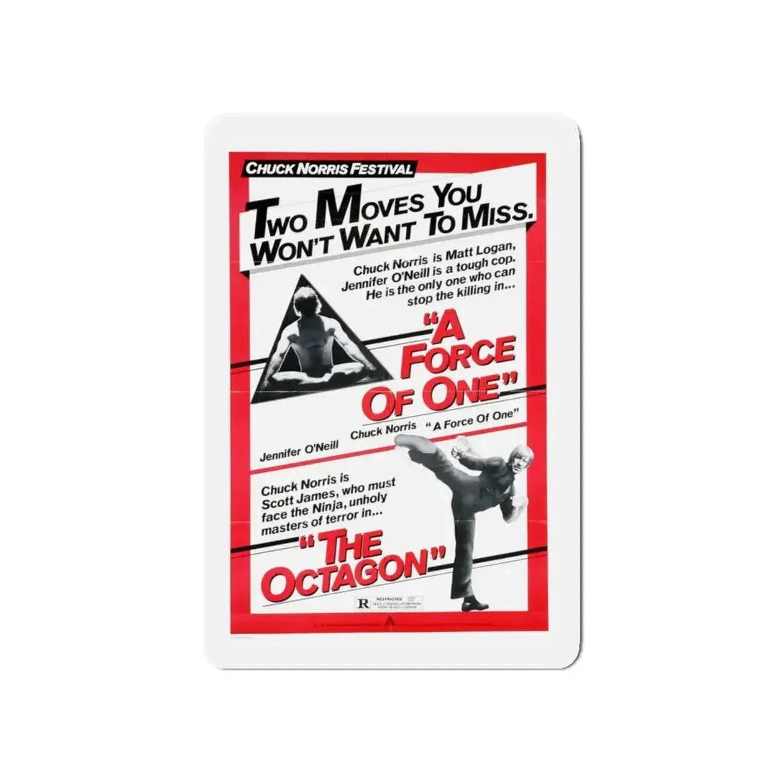 A FORCE OF ONE + THE OCTAGON 1979 Movie Poster - Refrigerator Magnet - The Sticker Space