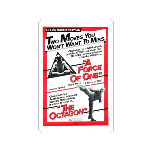 A FORCE OF ONE + THE OCTAGON 1979 Movie Poster STICKER Vinyl Die-Cut Decal 2 Inch - The Sticker Space