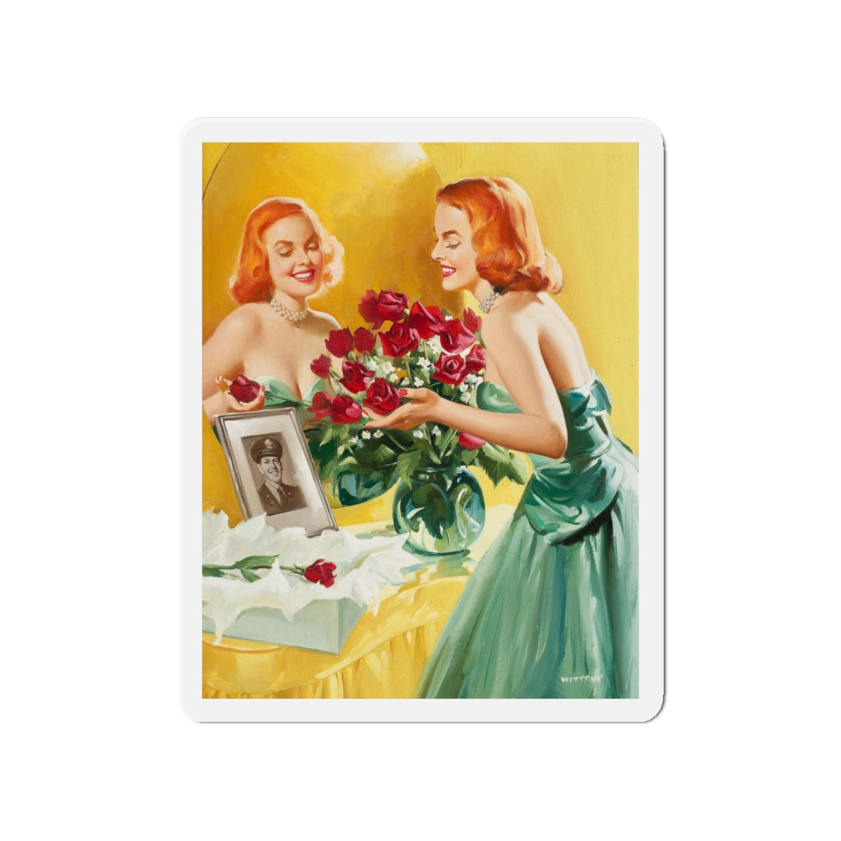 A Gift (Magazine Illustration) Refrigerator Magnet-4" x 4"-The Sticker Space