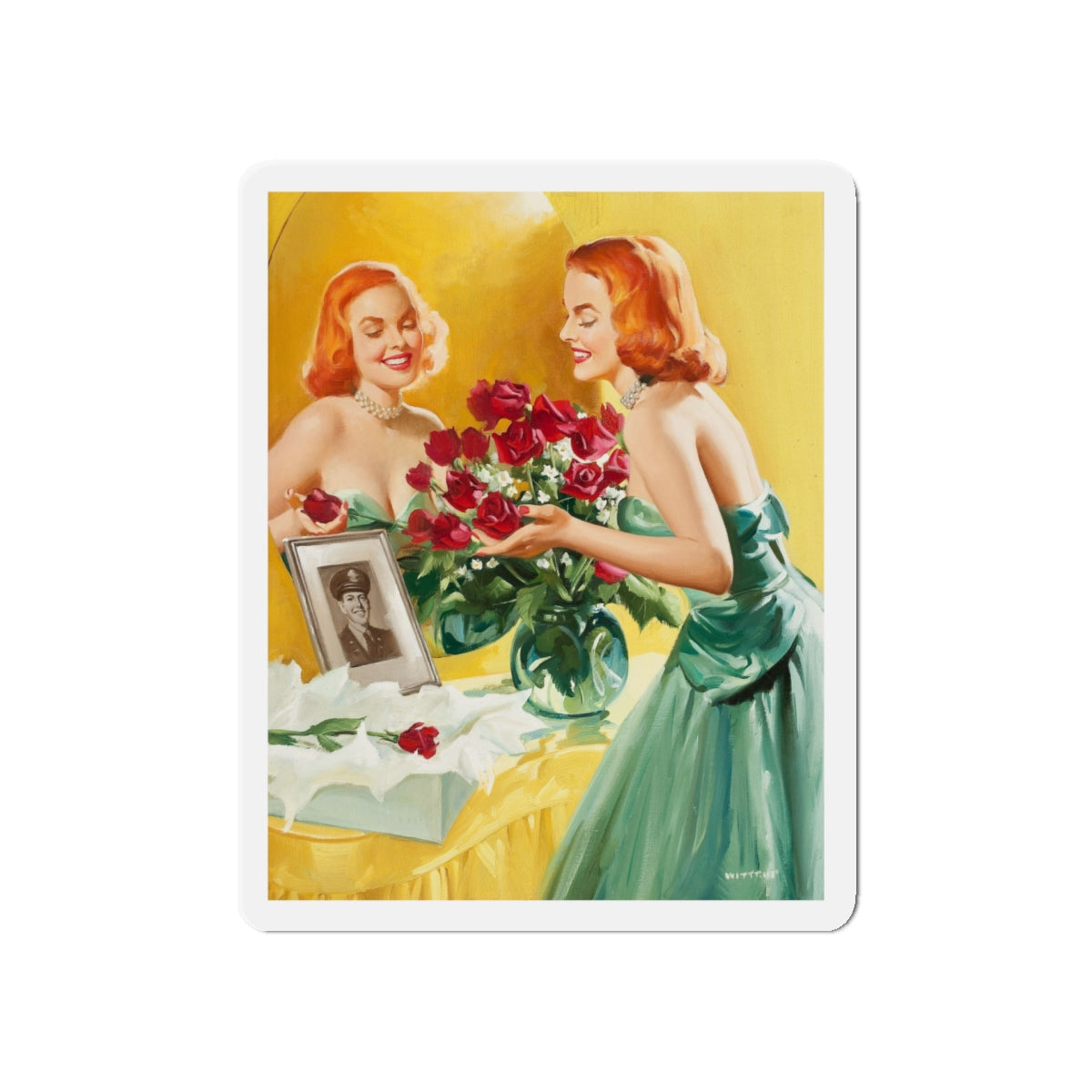 A Gift (Magazine Illustration) Refrigerator Magnet-5" x 5"-The Sticker Space