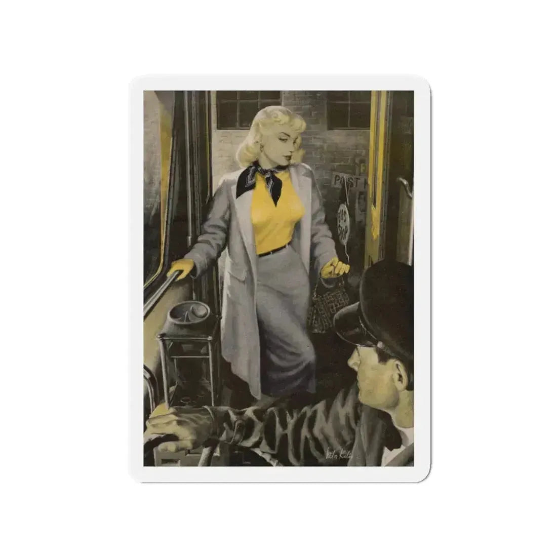 A Girl Like That, Argosy Magazine, August 1950 (Magazine Illustration) Refrigerator Magnet 3 Inch - The Sticker Space