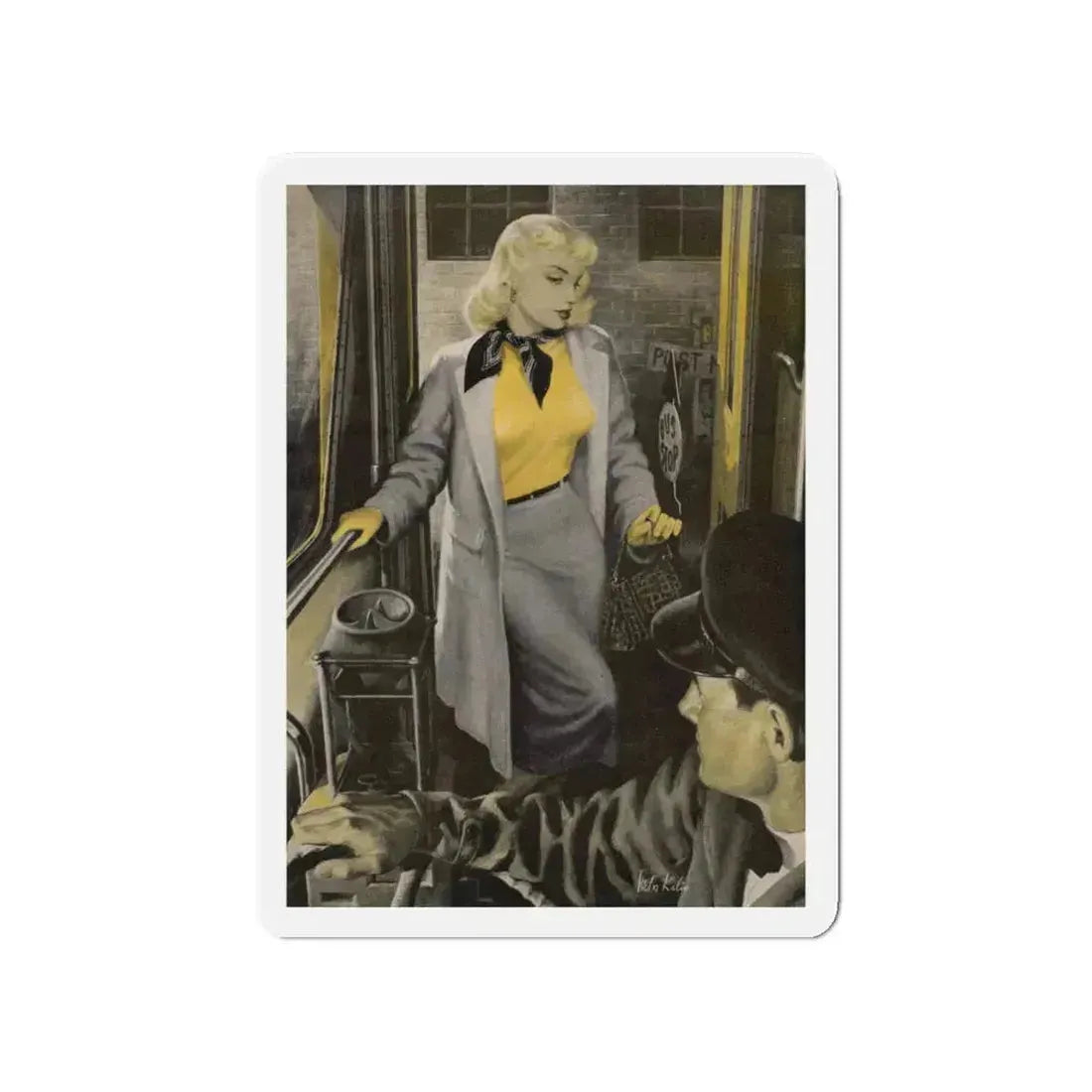 A Girl Like That, Argosy Magazine, August 1950 (Magazine Illustration) Refrigerator Magnet 4 Inch - The Sticker Space