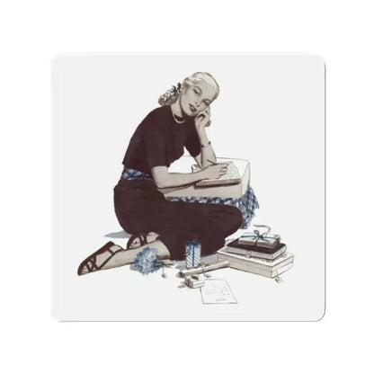 A Girl Named Joy (2), The American Magazine Illustration, April 1948 (Magazine Illustration) Refrigerator Magnet 2 Inch - The Sticker Space