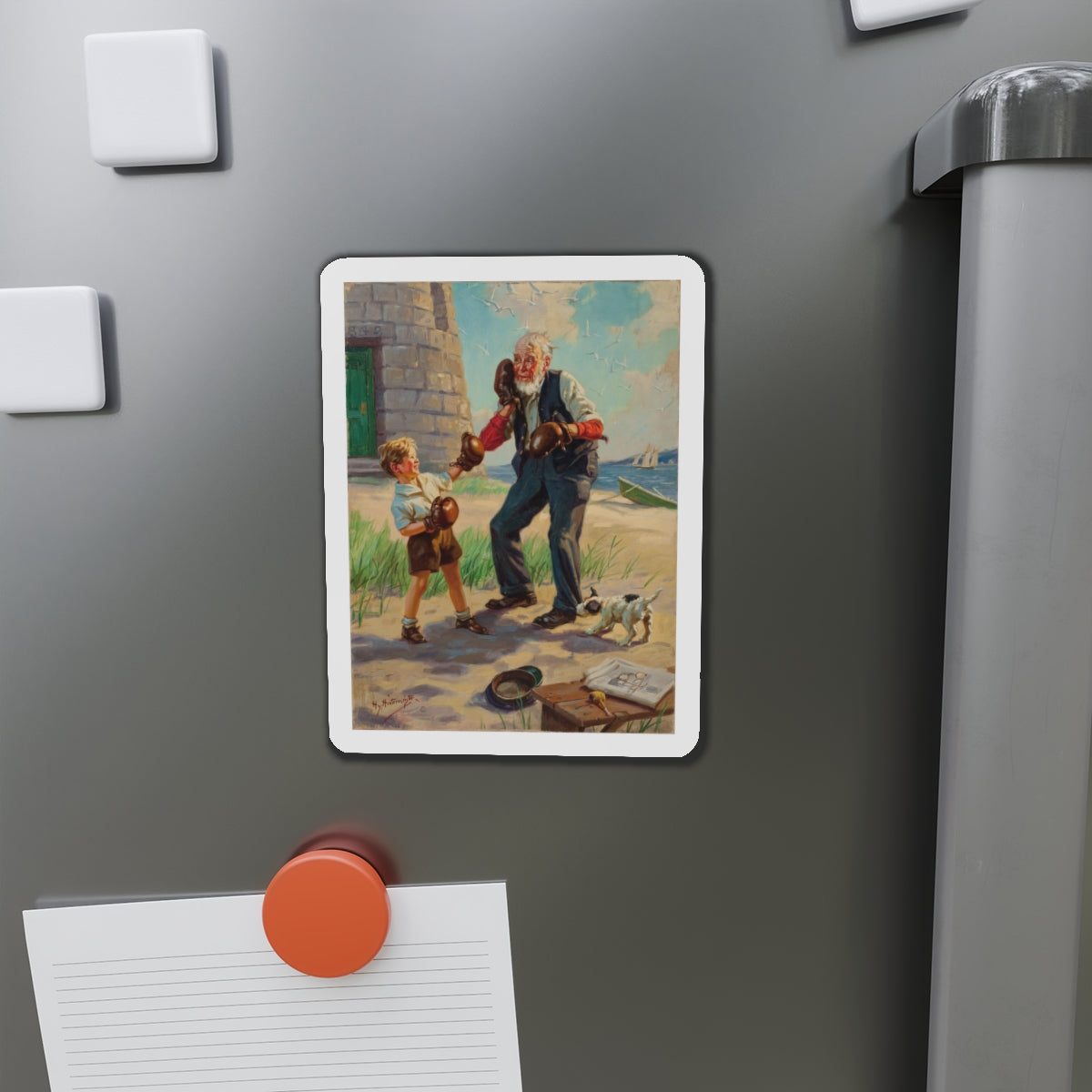 A Good Left Punch (Magazine Illustration) Refrigerator Magnet-The Sticker Space