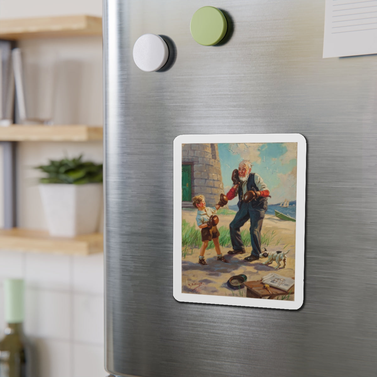 A Good Left Punch (Magazine Illustration) Refrigerator Magnet-The Sticker Space