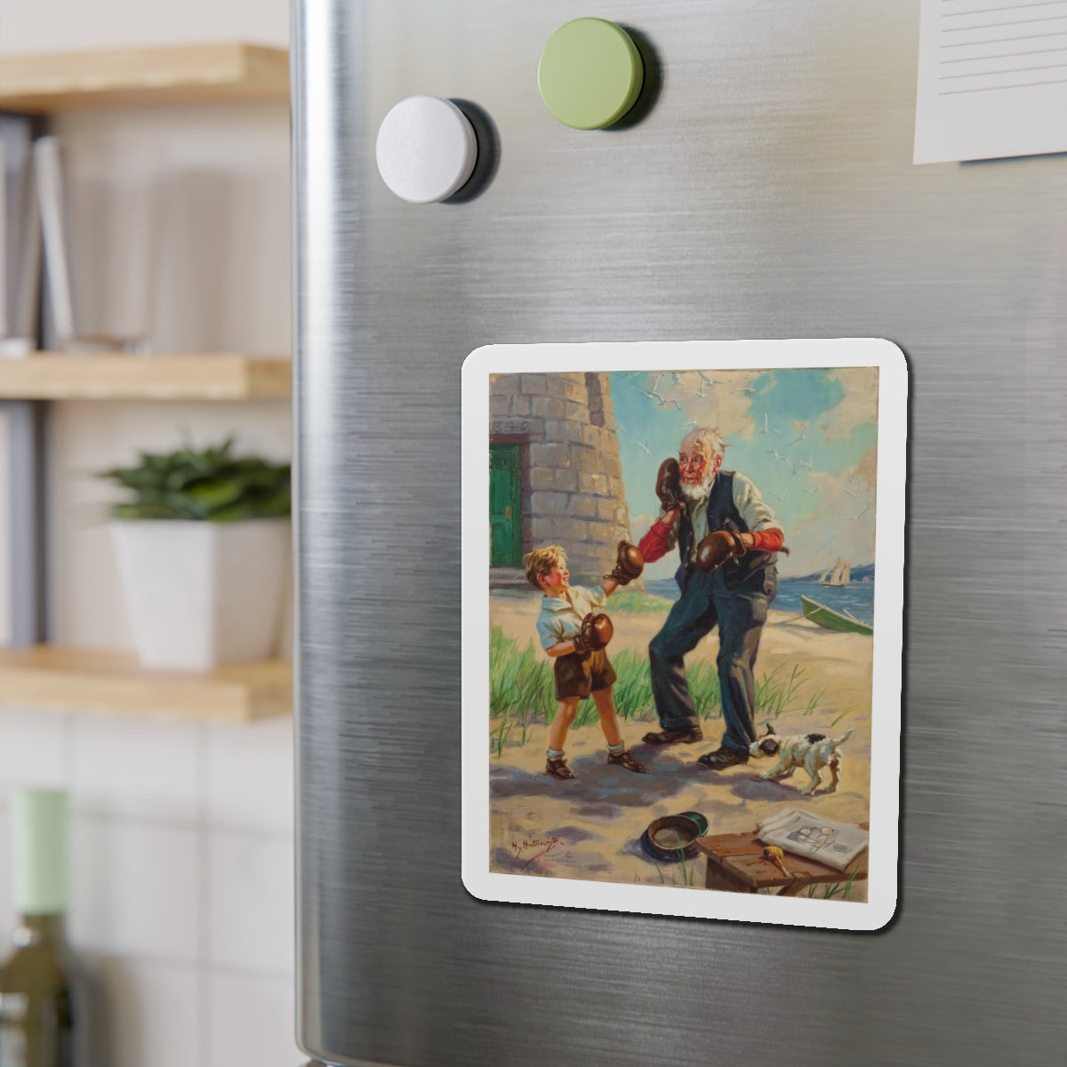 A Good Left Punch (Magazine Illustration) Refrigerator Magnet-The Sticker Space