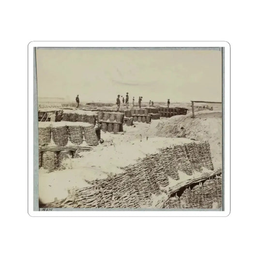 A Group of Soldiers Stand on Gabions Used as Fortifications Near Petersburg, Virginia (U.S. Civil War) STICKER Vinyl Kiss-Cut Decal 2 Inch White - The Sticker Space