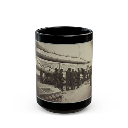 A Gun Crew On Deck Of U.S.S. Mendota, James River, Va. (U.S. Civil War) Black Coffee Mug