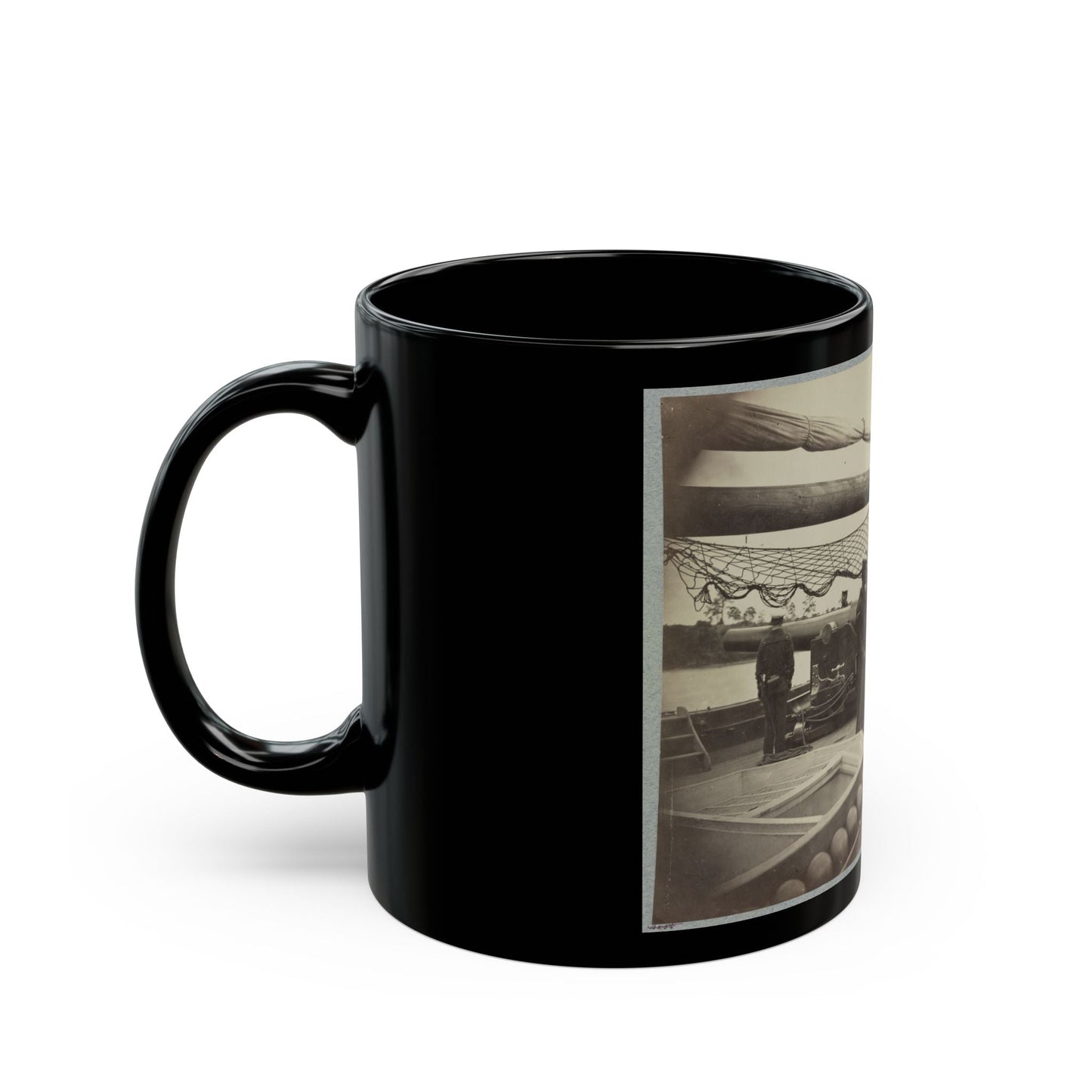 A Gun Crew On Deck Of U.S.S. Mendota, James River, Va. (U.S. Civil War) Black Coffee Mug