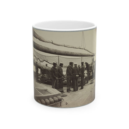 A Gun Crew On Deck Of U.S.S. Mendota, James River, Va. (U.S. Civil War) White Coffee Mug