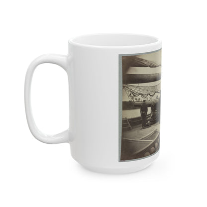 A Gun Crew On Deck Of U.S.S. Mendota, James River, Va. (U.S. Civil War) White Coffee Mug