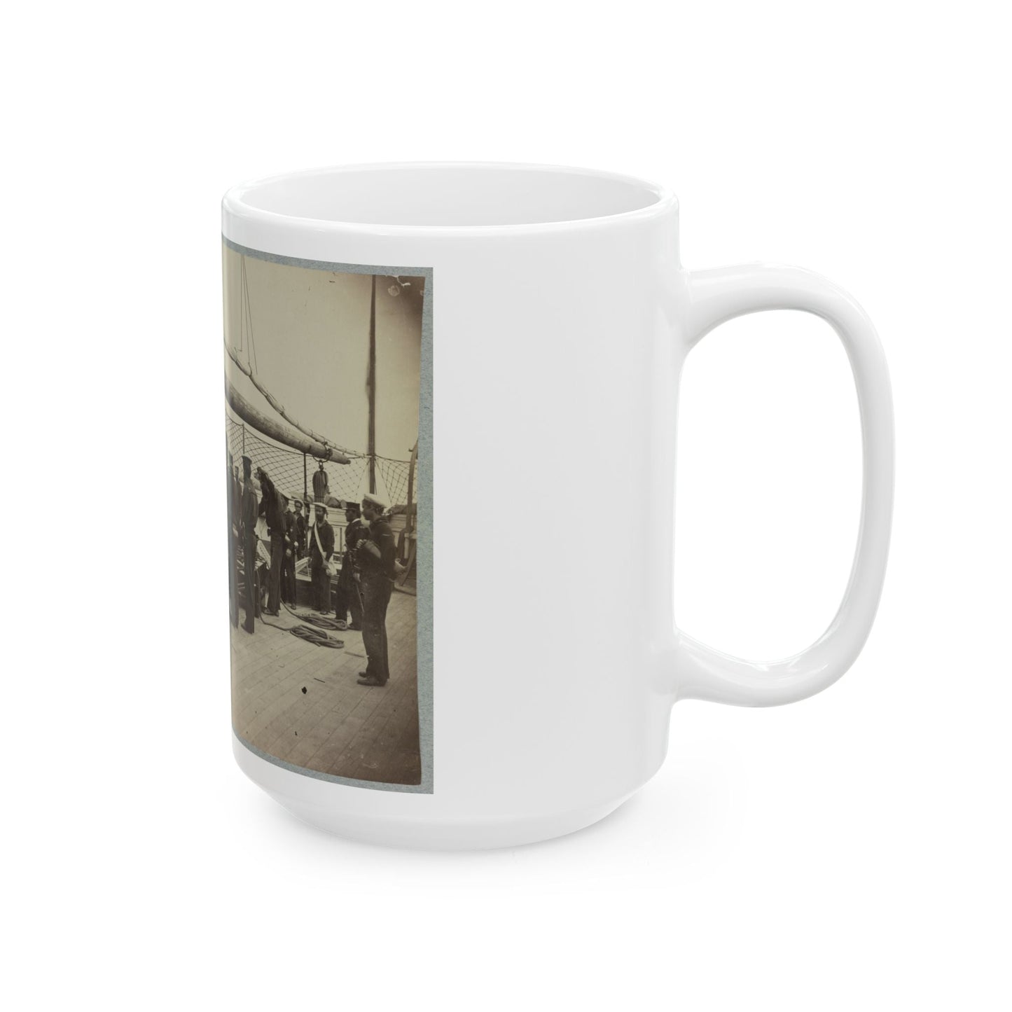 A Gun Crew On Deck Of U.S.S. Mendota, James River, Va. (U.S. Civil War) White Coffee Mug