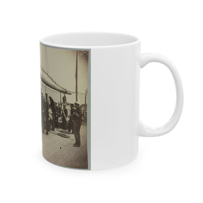 A Gun Crew On Deck Of U.S.S. Mendota, James River, Va. (U.S. Civil War) White Coffee Mug