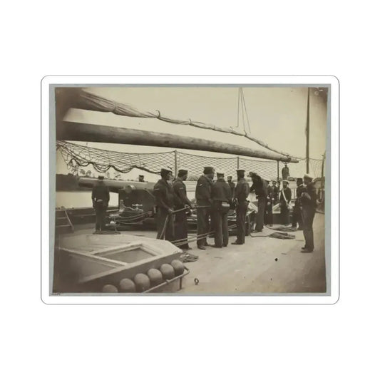 A Gun Crew on Deck of U.S.S. Mendota, James River, Va. (U.S. Civil War) STICKER Vinyl Kiss-Cut Decal 2 Inch White - The Sticker Space