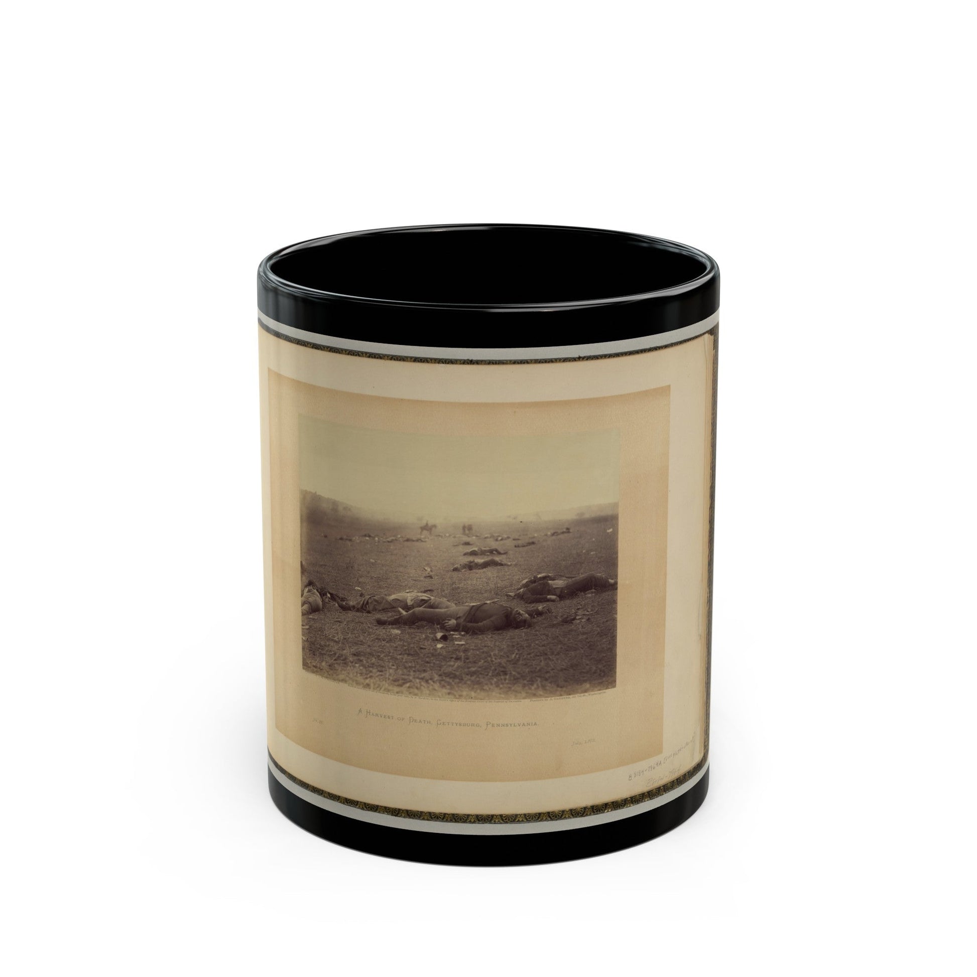 A Harvest Of Death, Gettysburg, Pennsylvania (U.S. Civil War) Black Coffee Mug-11oz-The Sticker Space