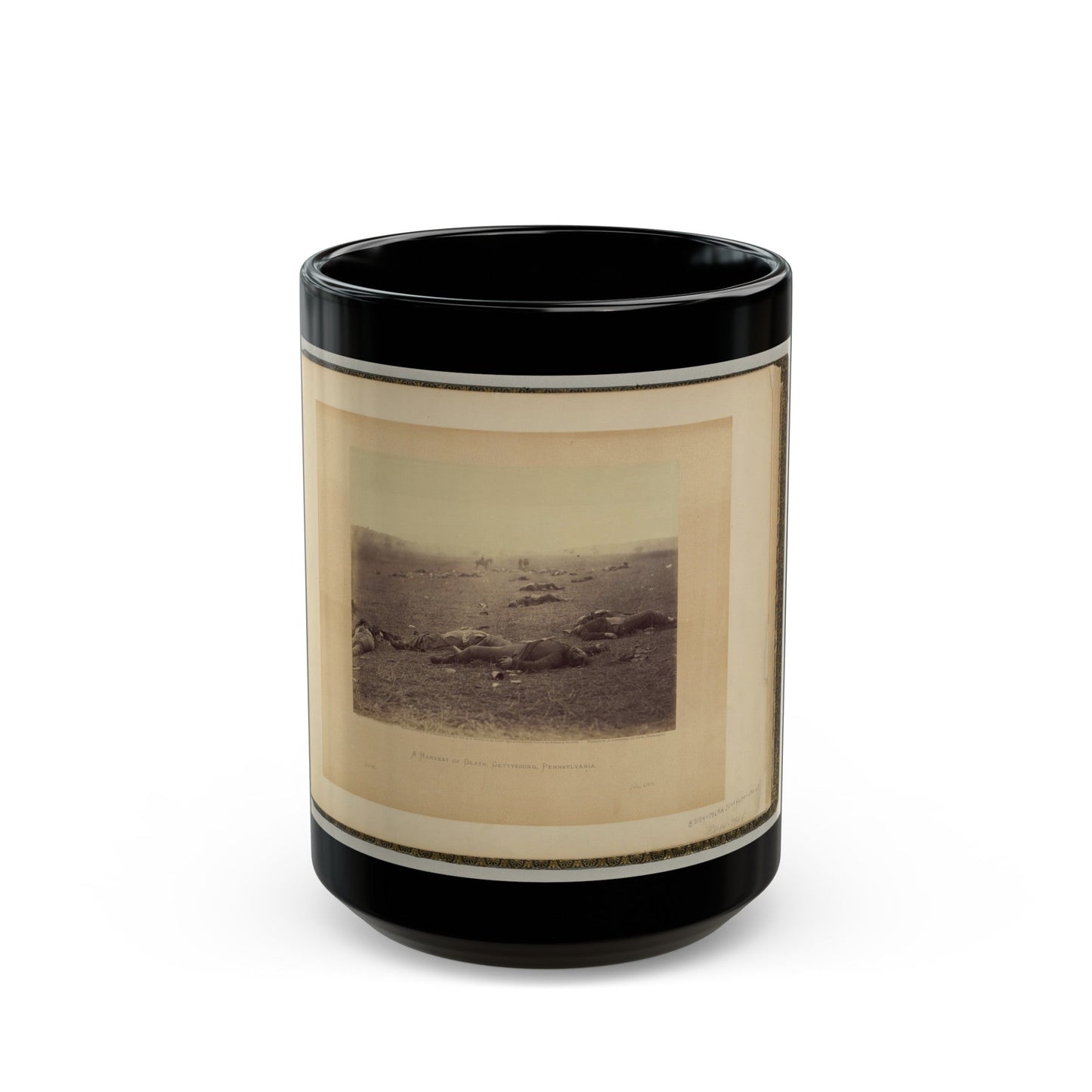 A Harvest Of Death, Gettysburg, Pennsylvania (U.S. Civil War) Black Coffee Mug-15oz-The Sticker Space