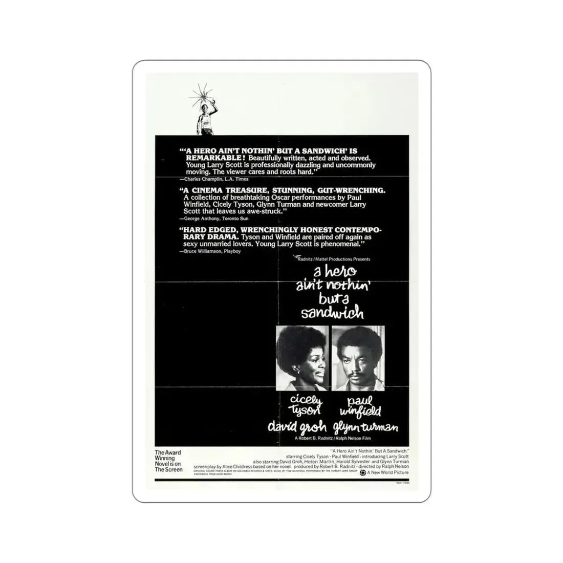 A Hero Ain't Nothin' But a Sandwich 1978 Movie Poster STICKER Vinyl Die-Cut Decal 4 Inch - The Sticker Space