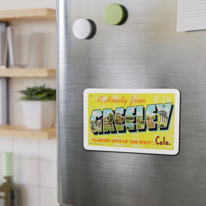 A Howdy From Greeley, Garden Spot of the West, Colorado (Greeting Postcards) Die-Cut Magnet-The Sticker Space