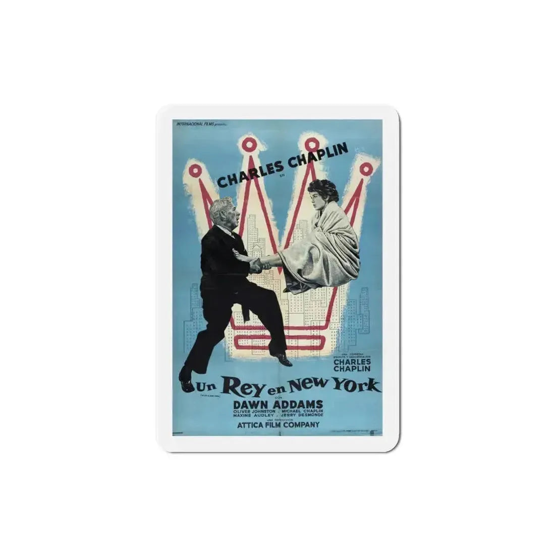 A King in New York 1957 Movie Poster Refrigerator Magnet 3 Inch - The Sticker Space