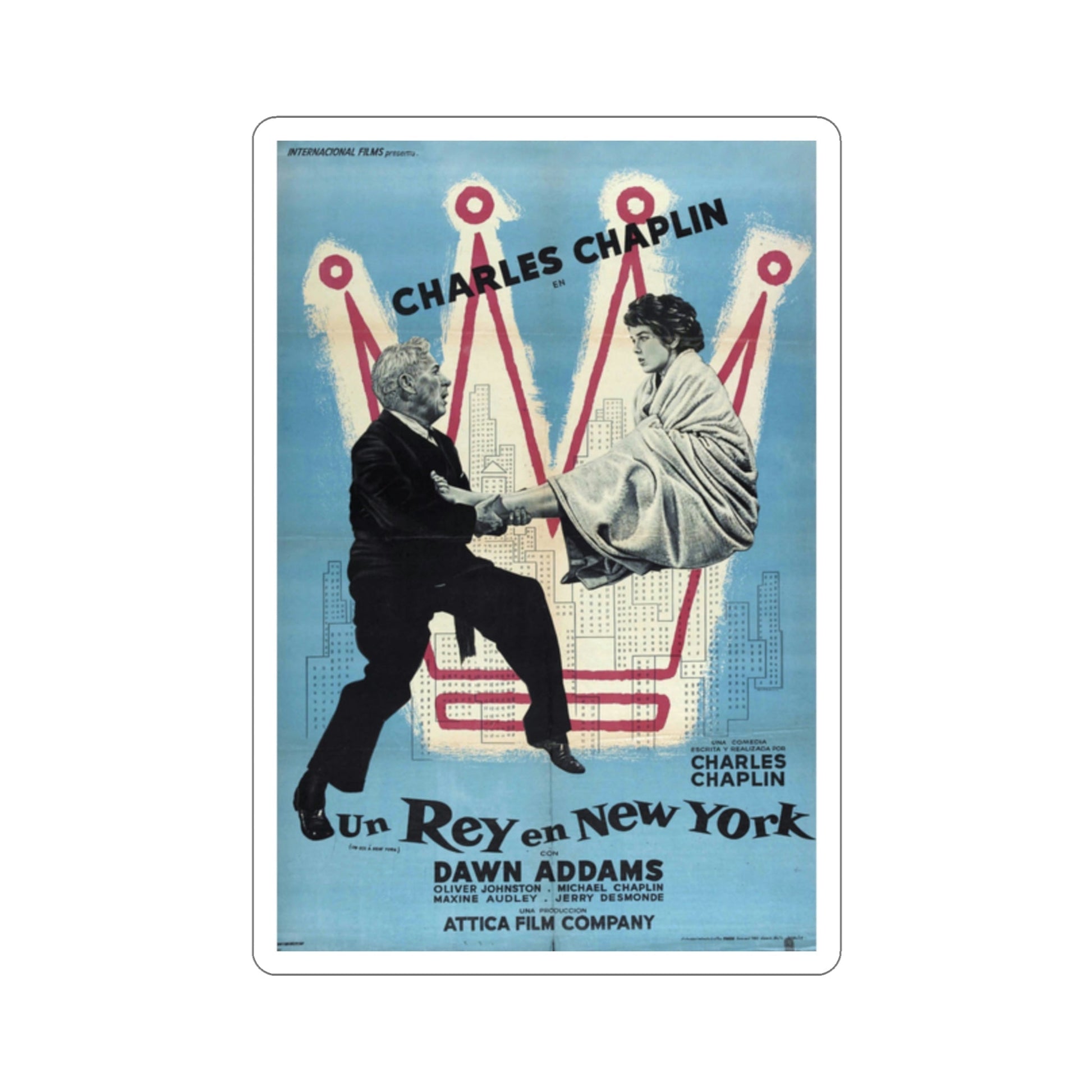 A King in New York 1957 Movie Poster STICKER Vinyl Die-Cut Decal-2 Inch-The Sticker Space