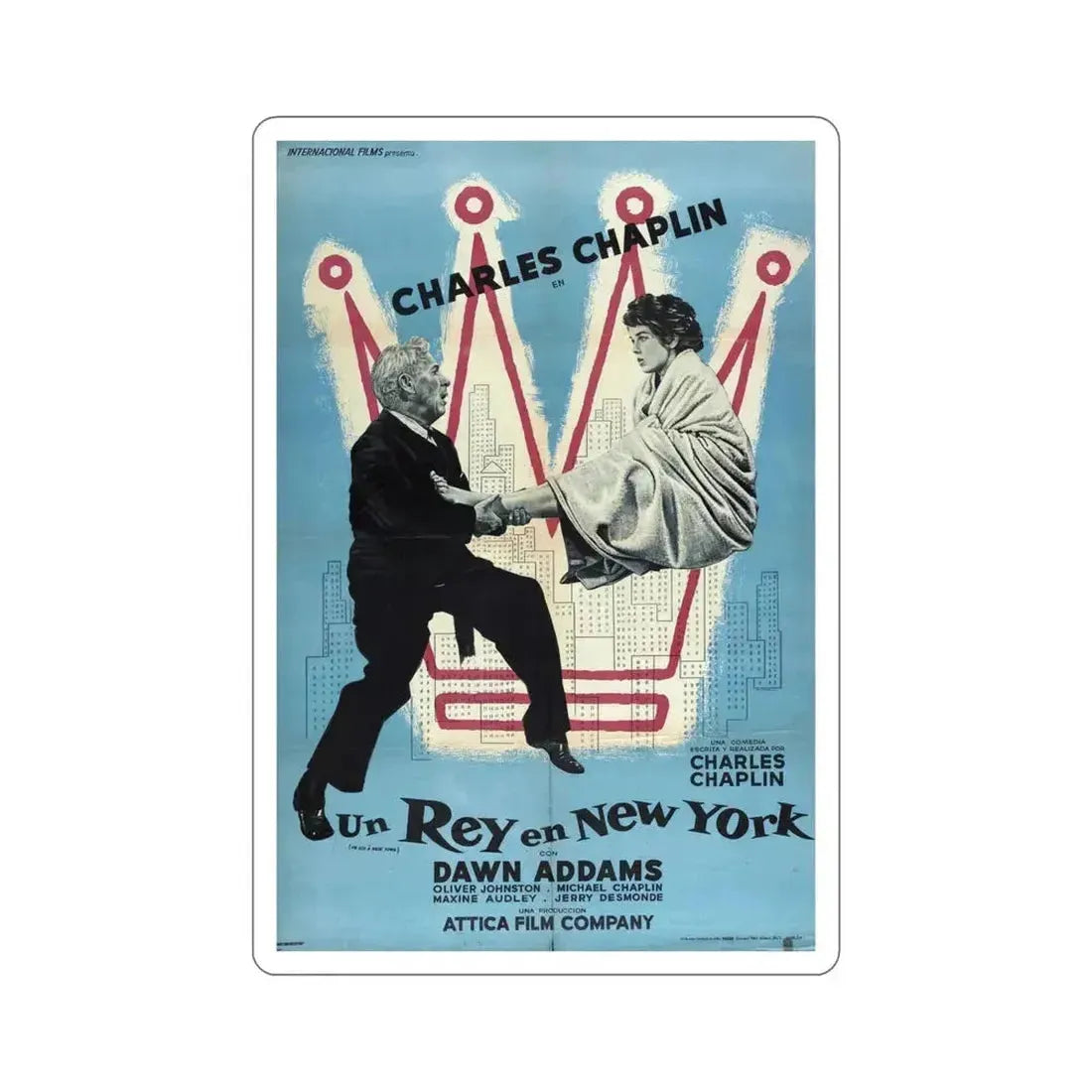 A King in New York 1957 Movie Poster STICKER Vinyl Die-Cut Decal 5 Inch - The Sticker Space