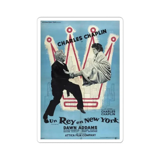 A King in New York 1957 Movie Poster - STICKER Vinyl Kiss-Cut Decal 2 Inch White - The Sticker Space